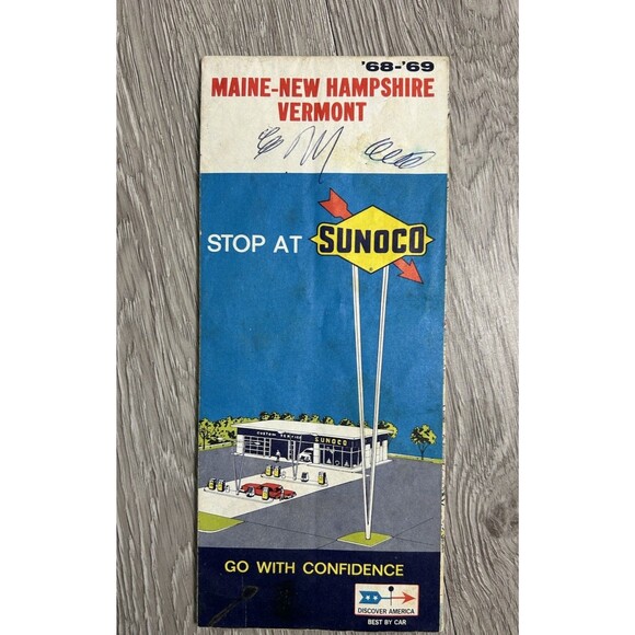 Lot Of 4 Vintage 1960s-70s  New England Road Maps Gulf Sunoco Midas Maine Boston - Picture 7 of 11